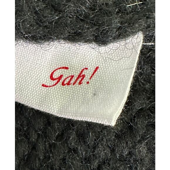 Lisa Says Gah Cece Black Ink Bow Knit Oversized Turtleneck Sweater Size M/L - Picture 5 of 13